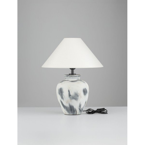 Baltos spalvos/pilkos spalvos iš keramikos stalinis šviestuvas (aukštis 55 cm) su tekstiliniu gaubtu Lupe – Nova Luce-image-2