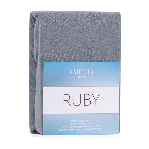 AmeliaHome Ruby tamsiai pilka elastinga paklodė su dideliu medvilnės kiekiu, 120/140 x 200 cm-image-2