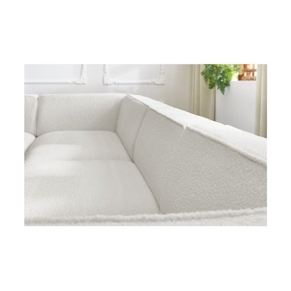 Baltos spalvos iš boucle modulinė kampinė sofa (su kairiuoju kampu/„U“ formos) Megeve – Bobochic Paris-image-1