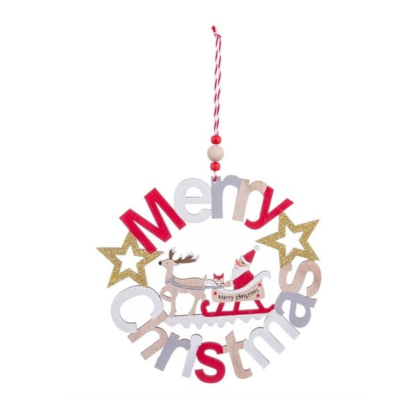 Iš medžio kalėdinė pakabinama dekoracija 23 cm Merry Christmas – Casa Selección