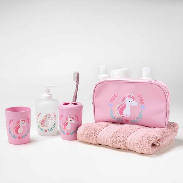 Iš plastiko vonios reikmenų rinkinys rožinės spalvos Zoelie – douceur d'intérieur
