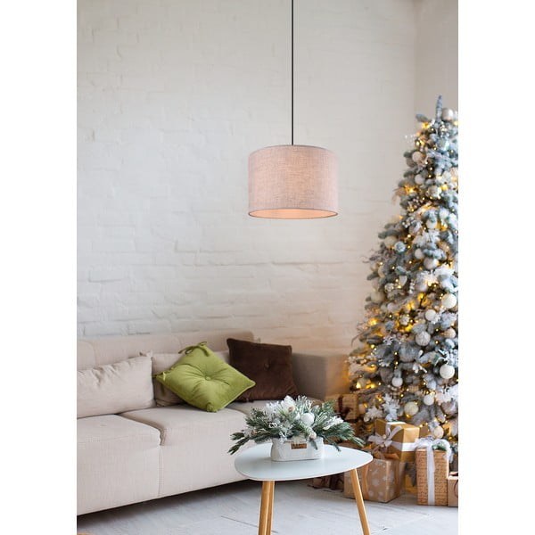 Kabantis šviestuvas smėlio spalvos ø 35 cm su tekstiliniu gaubtu Elmau – Trio-image-1