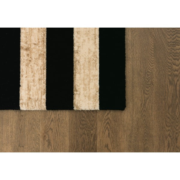 Juodos spalvos/smėlio spalvos iš vilnos kilimas 200x300 cm Agnus Art Deco II – Agnella-image-3