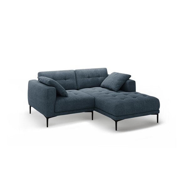 Tamsiai mėlynos spalvos kampinė sofa (su dešiniuoju kampu/su gultu) Bemy – Micadoni -image-1