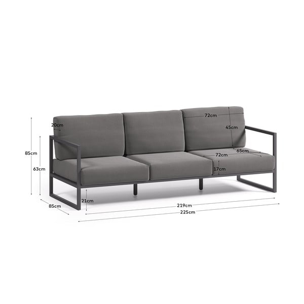 Tamsiai pilkos spalvos iš aliuminio sodo sofa Comova – Kave Home-image-2