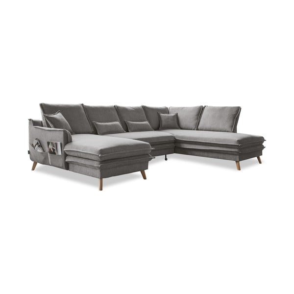 Sulankstoma kampinė sofa pilkos spalvos (su dešiniuoju kampu/„U“ formos) Charming Charlie – Miuform