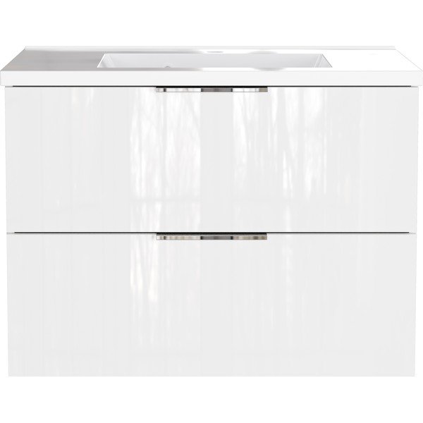 Baltos spalvos blizgus pakabinama spintelė po kriaukle 81x61 cm Celano – Germania-image-2