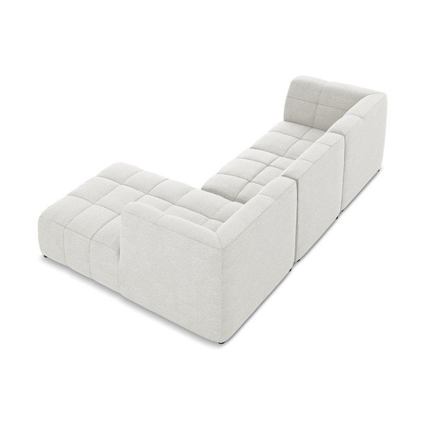 Baltos spalvos kampinė sofa iš boucle (su dešiniuoju kampu/su gultu) Aloha – Makamii-image-4