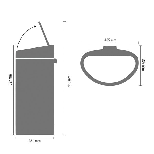 Iš plieno galima atidaryti palietus šiukšliadėžė matinės juodos spalvos 40 l Touch Bin – Brabantia-image-4