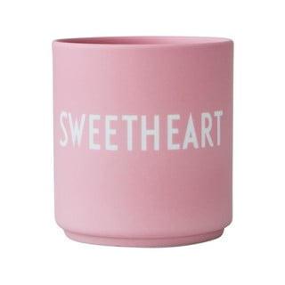 Rožinis porcelianinis puodelis Design Letters Sweetheart, 300 ml