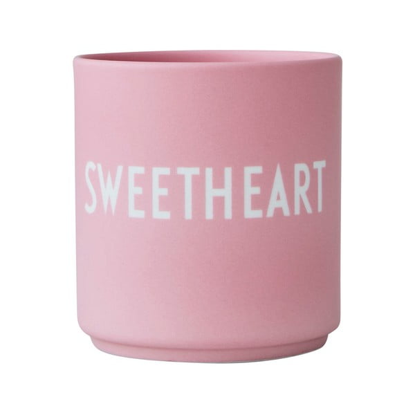 Rožinis porcelianinis puodelis Design Letters Sweetheart, 300 ml