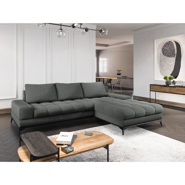 Tamsiai pilka kampinė sofa-lova Windsor & Co Sofas Deneb, kampas dešinėje-image-1