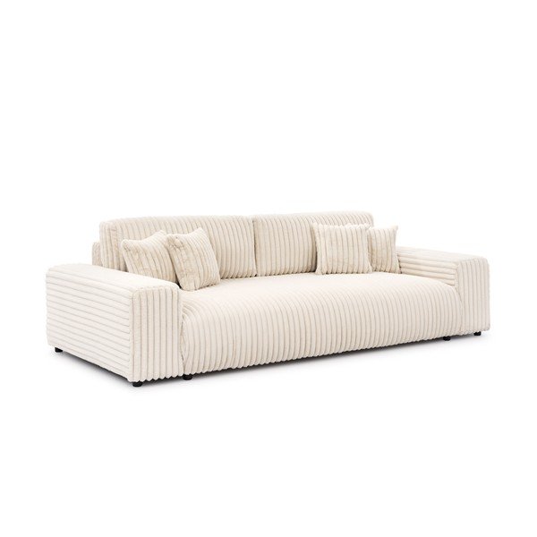 Kreminės spalvos sulankstoma/su sandėliavimo vieta sofa iš kordinio velveto 260 cm Justin  – Ropez
