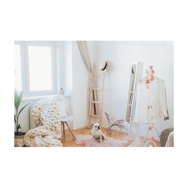 Balta ant grindų pastatoma papuošalų dėžutė su veidrodžiu ir LED apšvietimu Bonami Essentials Bien-image-3