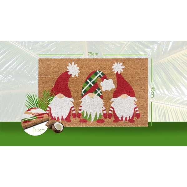 Iš kokoso pluošto grindų kilimėlis su Kalėdų motyvu 45x75 cm – Hanse Home-image-4