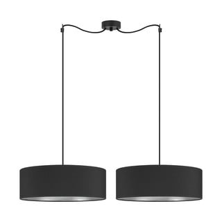 Juodas dviejų dalių pakabinamas šviestuvas su sidabro spalvos detalėmis Bulb Attack Tres XL, ⌀ 45 cm