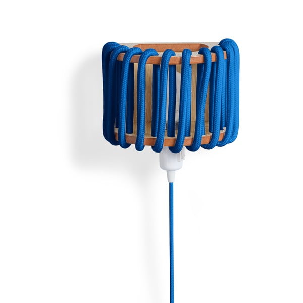 Mėlynas sieninis šviestuvas su medine konstrukcija EMKO Macaron, 20 cm ilgio-image-1