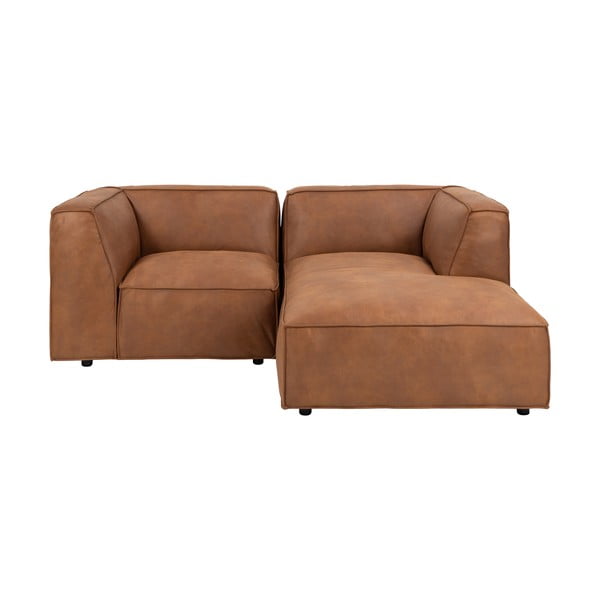 Kampinė sofa konjako rudos spalvos iš dirbtinės odos (su dešiniuoju kampu) Fairfield Kentucky – Bonami Selection