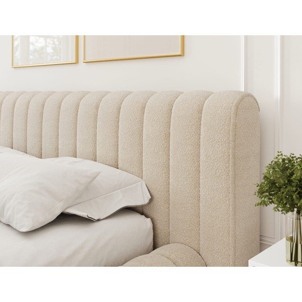 Smėlio spalvos dvigulė lova dengta audiniu su sandėliavimo vieta su lovos grotelėmis 160x200 cm Carilla – ELTAP-image-4