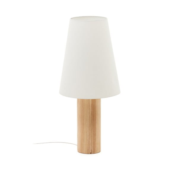 Pastatomas šviestuvas baltos spalvos/natūralios spalvos (aukštis 110 cm) su tekstiliniu gaubtu Marga – Kave Home