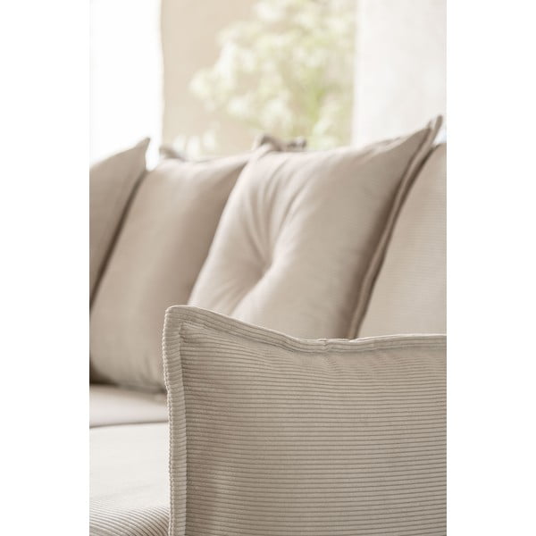 Sulankstoma kampinė sofa iš kordinio velveto smėlio spalvos (su kairiuoju kampu/„U“ formos) Lazy Lukka – Miuform-image-1