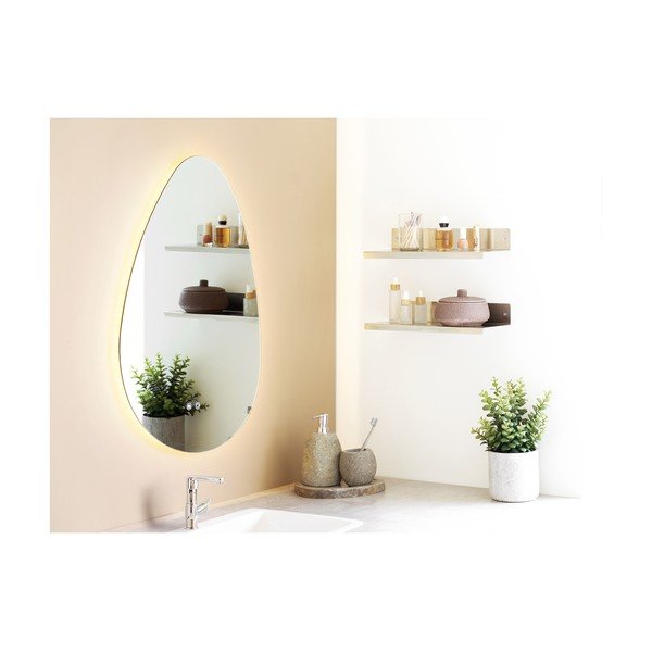 Sidabrinės spalvos iš plieno sieninė lentyna 40 cm Nagoya – House Nordic-image-1