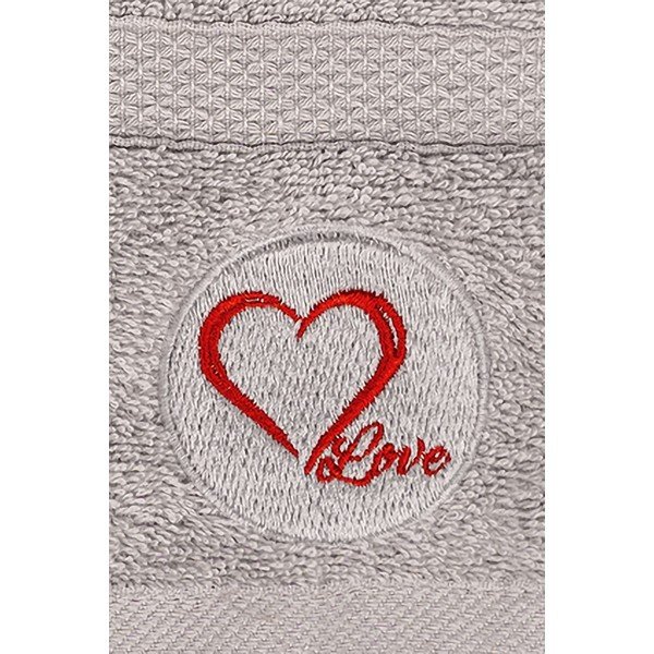 Pilkos spalvos iš frote audinio iš medvilnės vonios rankšluosčių rinkiniai 2 vnt. Love – Foutastic-image-1