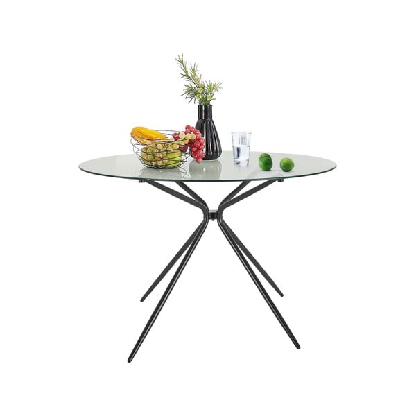 Apvalios formos valgomojo stalas su stikliniu stalviršiu ø 110 cm Silvie – Støraa-image-1