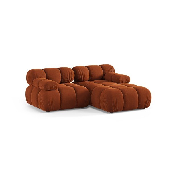 Terakotos spalvos modulinė kampinė sofa iš velveto (su dešiniuoju kampu/su gultu) – Micadoni -image-2