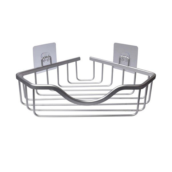 Su montavimu be gręžimo/kampinė blizgios sidabrinės spalvos iš aliuminio vonios lentyna Filaire Aluminium – douceur d'intérieur