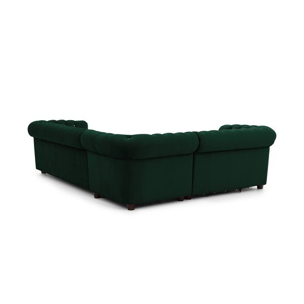 Žalios spalvos sulankstoma kampinė sofa iš velveto (su kairiuoju kampu/„L“ formos) York Blik – Ropez-image-3