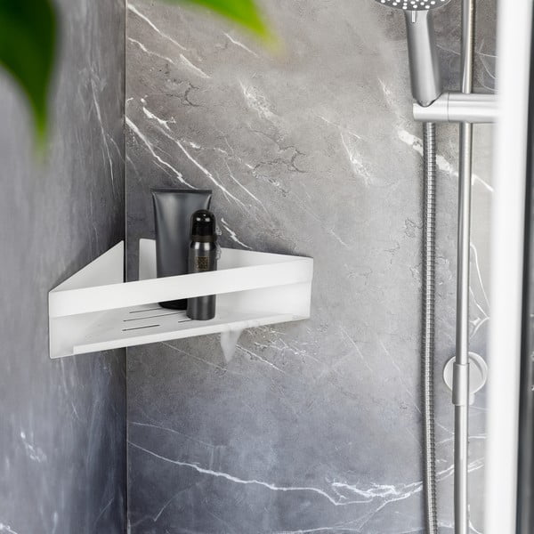 Su montavimu be gręžimo/kampinė matinės baltos spalvos iš nerūdijančio plieno vonios lentyna su Turbo-loc tvirtinimu Genova – Wenko-image-1