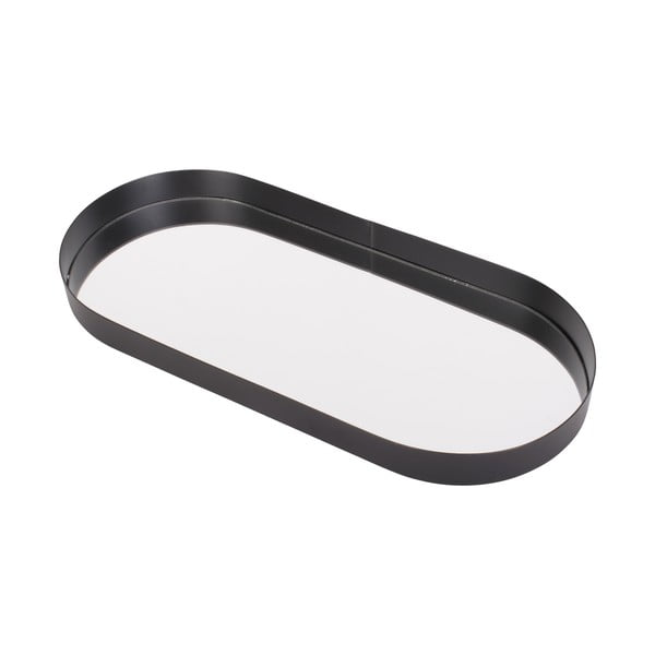 Juodas padėkliukas su veidrodžiu PT LIVING Oval, plotis 18 cm