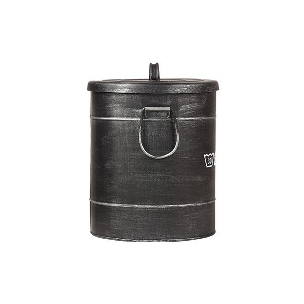 Juodas metalinis skalbinių krepšys LABEL51, ⌀ 26 cm-image-2