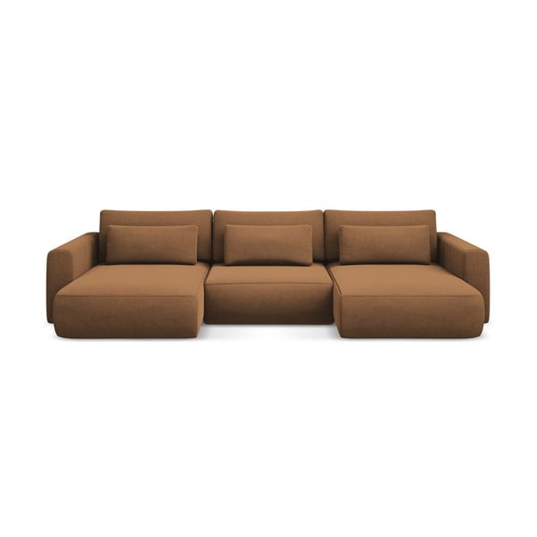 Terakotos spalvos sulankstoma/su sandėliavimo vieta kampinė sofa („U“ formos) Kapua – Makamii