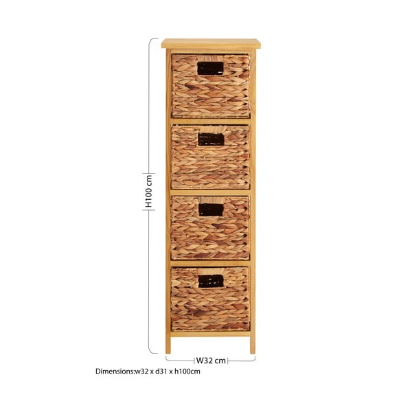 Aukšta šoninė spintelė iš paulovnijos masyvo natūralios spalvos 32x100 cm – Premier Housewares-image-2