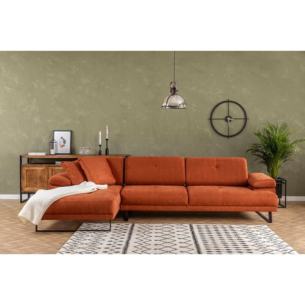Oranžinė kampinė sofa Artie Mustang, kairysis kampas-image-1