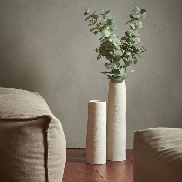 Baltos spalvos iš keramikos aukšta vaza (aukštis 50 cm) Cone – S|P Collection-image-1