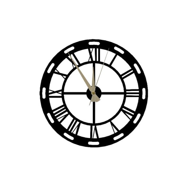 Juodas sieninis laikrodis Roman Clock, 48 x 50 cm