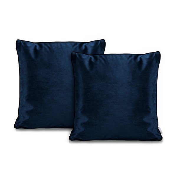 2 tamsiai mėlynų užvalkalų rinkinys "DecoKing Rimavelvet Dark Blue", 45 x 45 cm-image-1