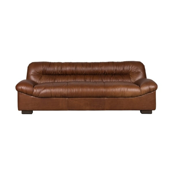 Rudos spalvos iš odos sofa 214 cm Douglas – Dutchbone