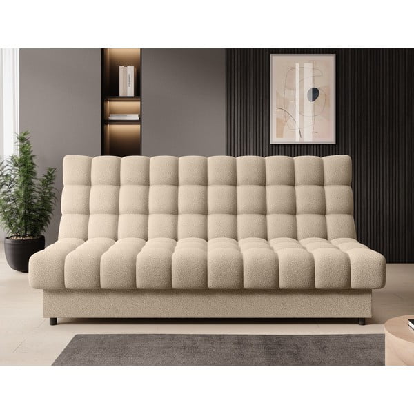 Smėlio spalvos iš boucle sulankstoma/su sandėliavimo vieta sofa 197 cm Clareta – ELTAP-image-1