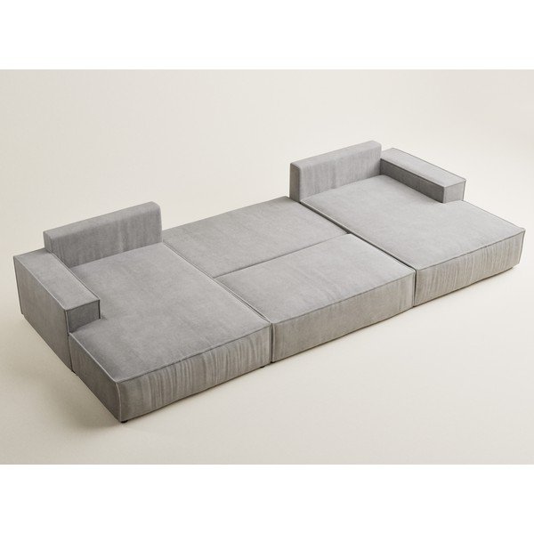 Pilkai smėlinės spalvos sulankstoma/su sandėliavimo vieta kampinė sofa iš šenilinio audinio („U“ formos) Kyoto – Maison de Rêve-image-3