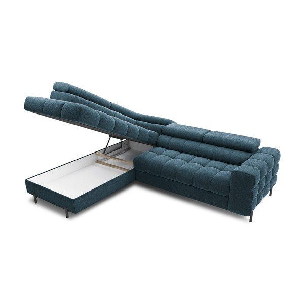 Mėlynos spalvos iš boucle sulankstoma/su sandėliavimo vieta kampinė sofa (su kairiuoju kampu/„L“ formos) Ferucce – ELTAP-image-4