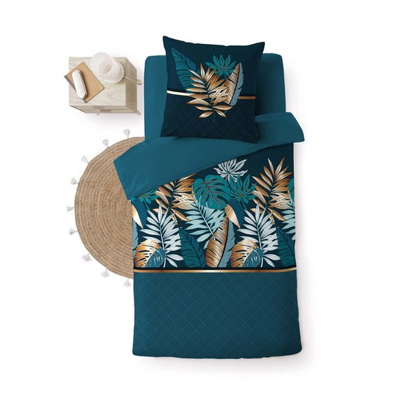 Iš medvilnės viengulė patalynė smaragdinės spalvos 140x200 cm Alianor – douceur d'intérieur-image-3