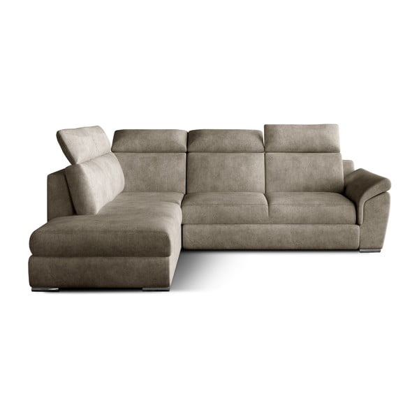 Smėlio spalvos iš velveto sulankstoma/su sandėliavimo vieta kampinė sofa (su kairiuoju kampu/„L“ formos) Loreto – ELTAP