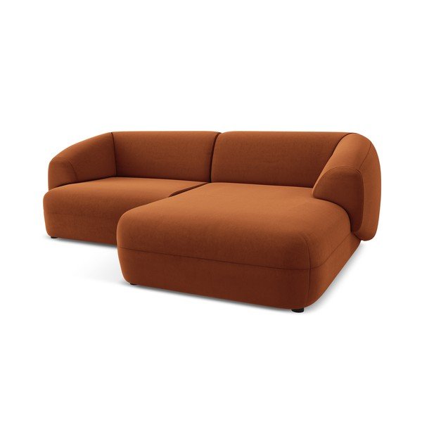 Oranžinės spalvos iš velveto kampinė sofa (su dešiniuoju kampu) Moana – Makamii-image-4