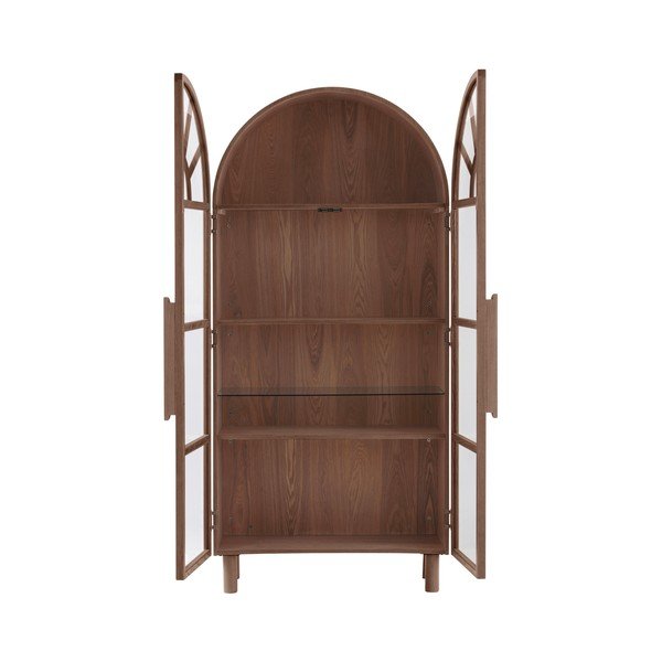 Tamsios natūralios spalvos vitrina iš riešutmedžio 90x195x40 cm Sandor – Jotex-image-4