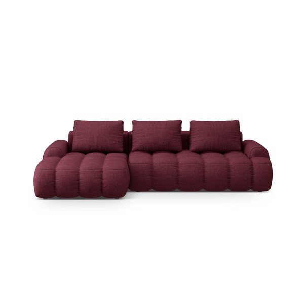 Bordo spalvos sulankstoma/su sandėliavimo vieta kampinė sofa (su kairiuoju kampu/su gultu) Linz – Cosmopolitan Design