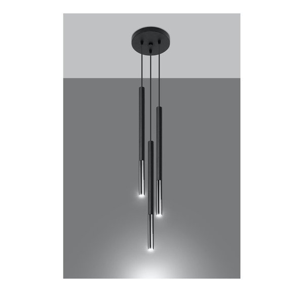 Juodos spalvos/sidabrinės spalvos iš metalo kabantis šviestuvas ø 20 cm Asarot – Sollux-image-2